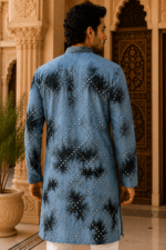 Shibori Sequin Mirror Work Kurta Pyjama Set - view 3