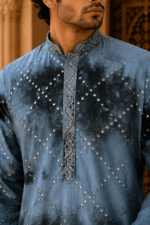 Shibori Sequin Mirror Work Kurta Pyjama Set - view 4