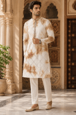 Shibori Sequin Mirror Work Kurta Pyjama Set - view 7