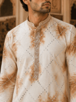 Shibori Sequin Mirror Work Kurta Pyjama Set - view 10