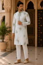 Shibori Sequin Mirror Work Kurta Pyjama Set - view 13