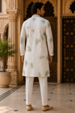 Shibori Sequin Mirror Work Kurta Pyjama Set - view 14