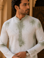 Shibori Sequin Mirror Work Kurta Pyjama Set - view 15
