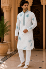 Shibori Sequin Mirror Work Kurta Pyjama Set - view 17