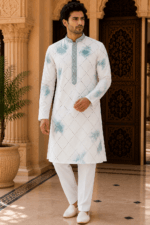 Shibori Sequin Mirror Work Kurta Pyjama Set - view 16