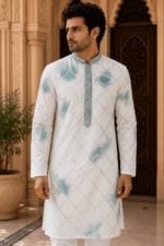 Shibori Sequin Mirror Work Kurta Pyjama Set - view 19