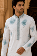 Shibori Sequin Mirror Work Kurta Pyjama Set - view 20