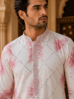 Shibori Sequin Mirror Work Kurta Pyjama Set - view 24