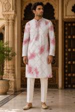Shibori Sequin Mirror Work Kurta Pyjama Set - view 21