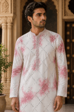Shibori Sequin Mirror Work Kurta Pyjama Set - view 26