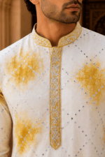 Shibori Sequin Mirror Work Kurta Pyjama Set - view 34