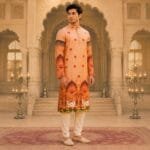 Men's Peach Pichwai Printed Cotton Kurta - view 2
