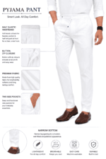 Men’s Cotton Pant Style Pyjama — Half Elastic, Button & Zip with Pockets - view 5