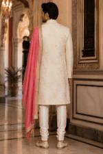 Gold Work Embroidered Sherwani - view 3