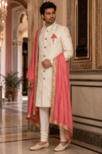 Gold Work Embroidered Sherwani - view 2
