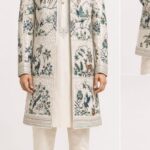 Men's Ivory Mughal Wildlife Indo-Western Sherwani Set