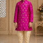 Boys Navy Floral Brocade Jodhpuri Bandhgala Suit