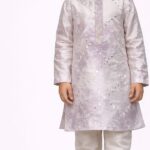 Boys Silver Mirror Work Kurta Pyjama Set