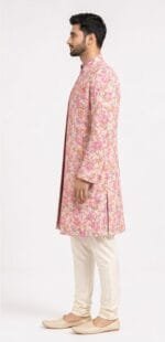Men's Pink Floral Garden Indo-Western Sherwani Set - view 3