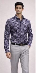Men's Purple Dark Floral Print Full Sleeve Shirt - view 2