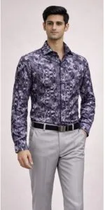 Men's Purple Dark Floral Print Full Sleeve Shirt - view 2