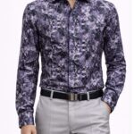 Men's Purple Dark Floral Print Full Sleeve Shirt