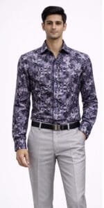 Men's Purple Dark Floral Print Full Sleeve Shirt - Patwa & Company