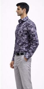 Men's Purple Dark Floral Print Full Sleeve Shirt - view 3