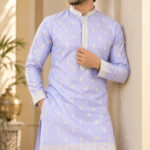 Men's Lavender Parcha Silk Kurta Pyjama Set