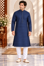 Men's Silk Neck Patti Kurta Pyjama Set