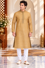Men's Silk Neck Patti Kurta Pyjama Set - Image 6